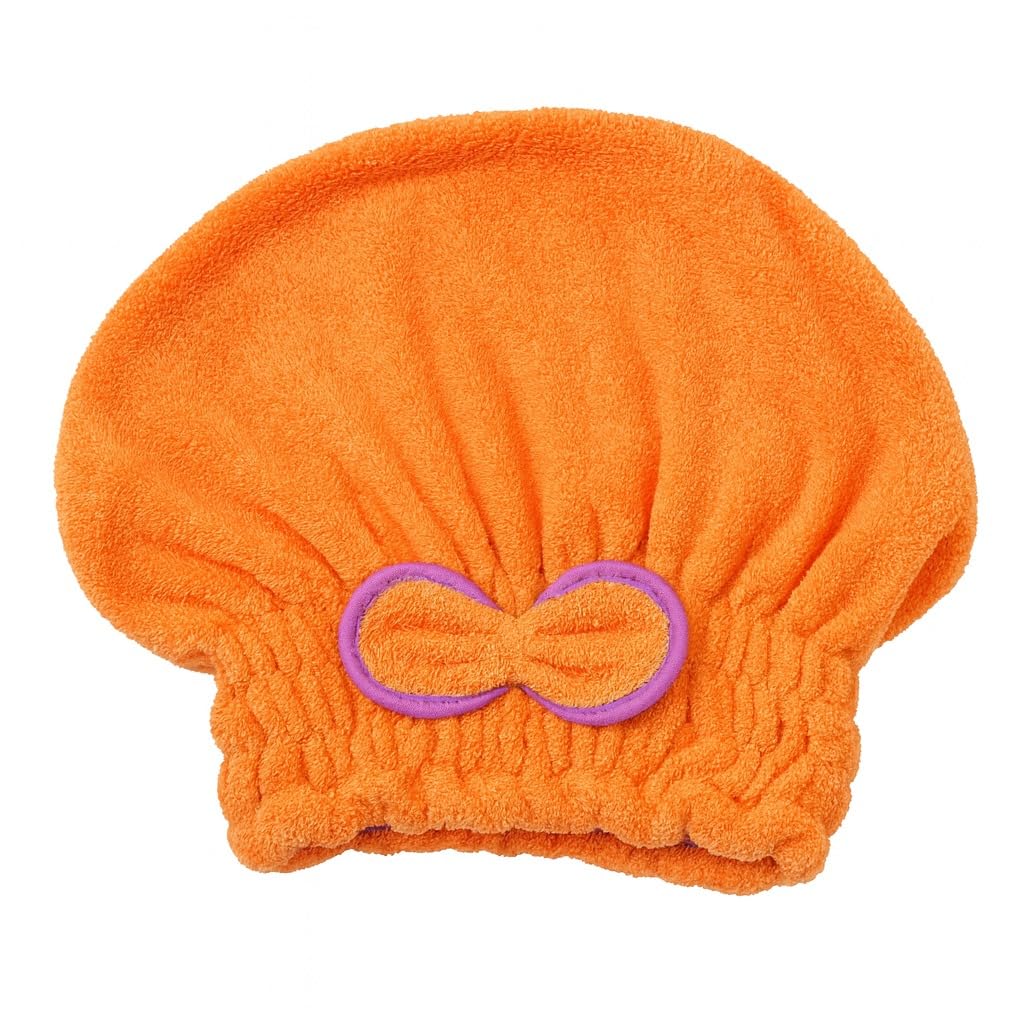 Hair Drying Towel - Microfiber Quick Dry Turban Cap for Wet & Curly Hair, Heat Protection Lightweight Soft Bath Wrap for Women & Girls Salon (Orange) - image 1
