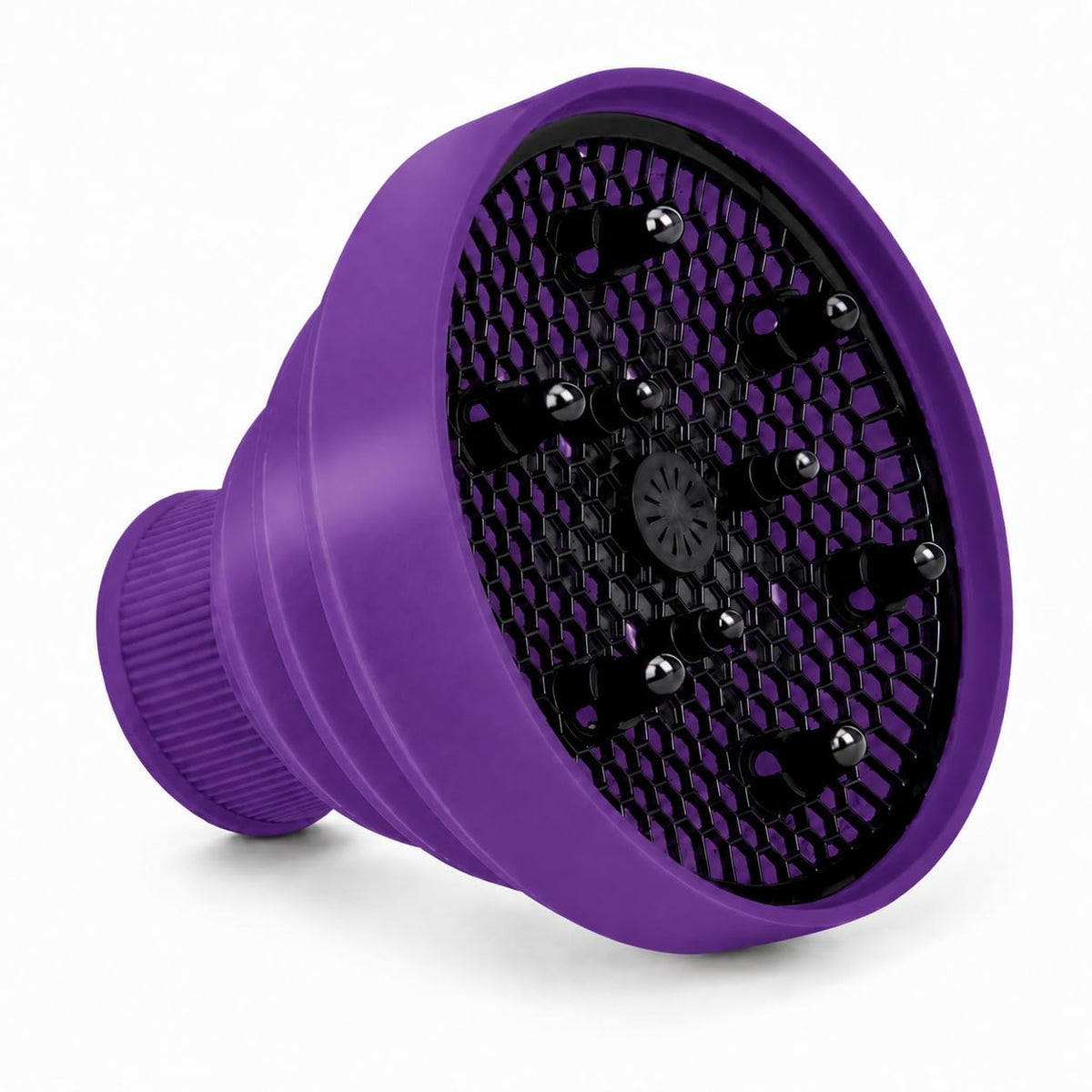 Hair Diffuser for Curly Hair, Universal Silicone Blow Dryer Attachment, Foldable Heat-Resistant Styling Tool for Wavy Hair, Volume and Travel, Purple - image 1