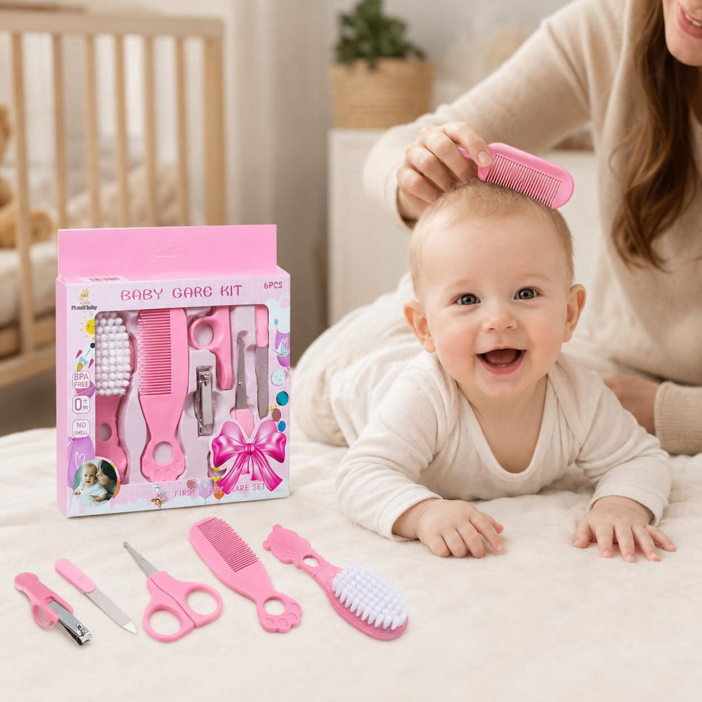 Baby Nail Care Kit 6 Pcs Newborn Grooming Set, BPA Free Infant Manicure Pedicure Tools with Hair Brush Comb for Baby Toddler Care (Pink) - image 6