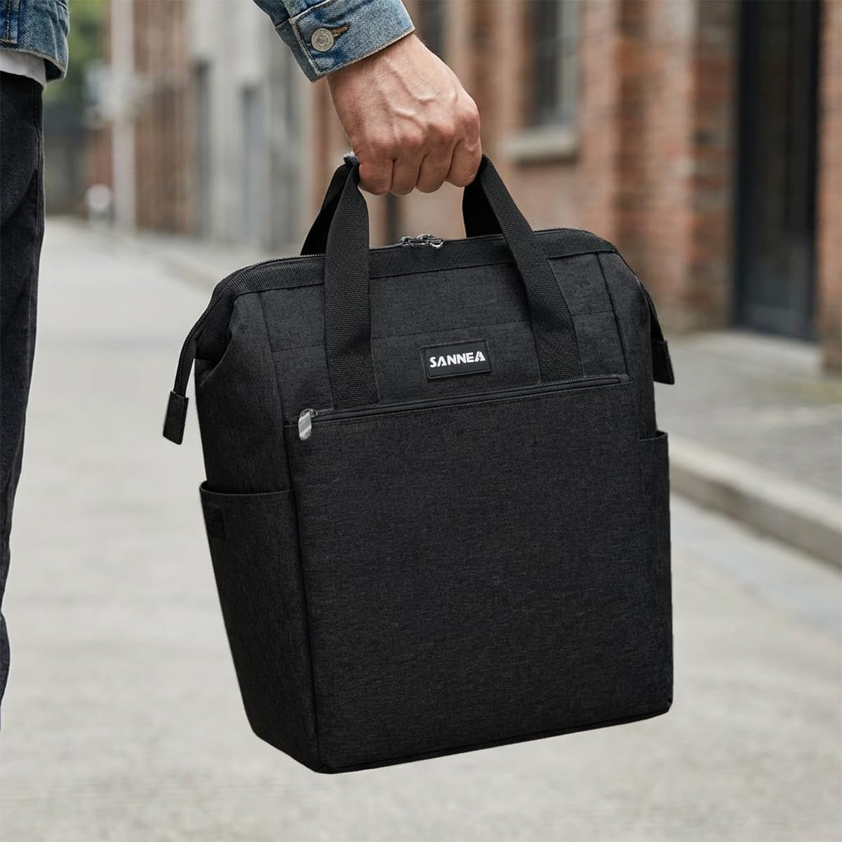 Lunch Bag 10 L, Thermal Food Cooler Tote, Waterproof Leakproof Lunch Box Carrier for Work, School, Picnic, Travel, Hot and Cold Meals, BB-524 (Black) - image 5