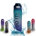 Water Bottle 1 L with Motivational Time Markers, BPA-Free Sports Bottle with Leakproof Flip-Top Lid, Lock and Carry Strap for Gym, School, Office and Travel, Blue - image 1