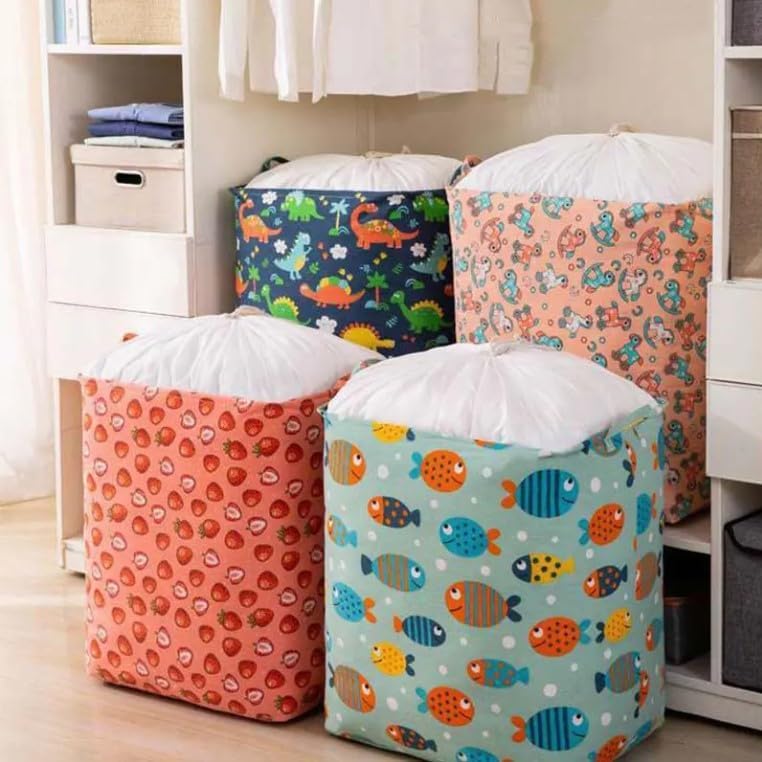 Wardrobe Organizer Bag, Large Capacity Clothes Storage Box with Built-In Steel Frame, Moisture-Resistant Fabric and Non-Slip Base for Blankets, Bedding and Closet, C-544 (Strawberry) - image 9