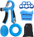 Hand Grip Strengthener Adjustable Resistance Grip Trainer Forearm and Finger Exerciser 5-Piece Set for Rehabilitation Fitness Home Gym (Blue) - image 1