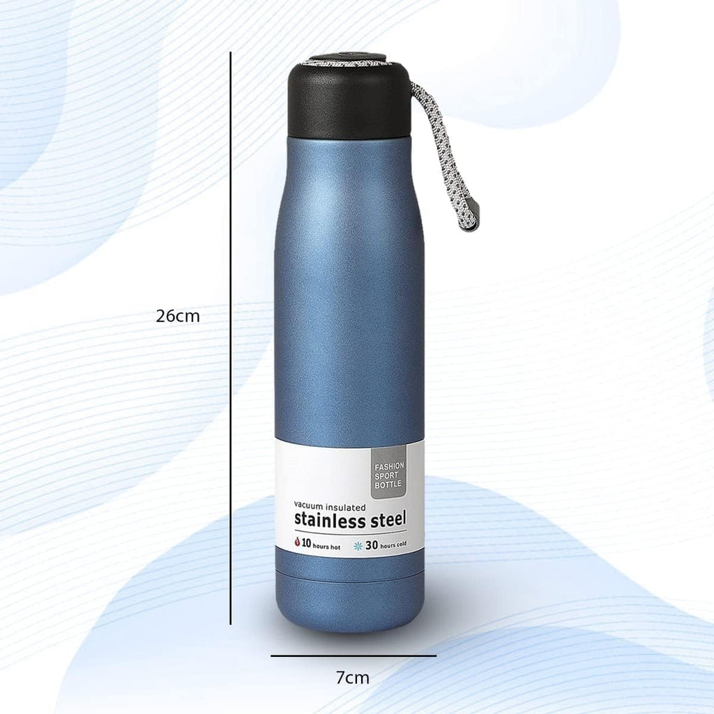 Water Bottle 500ml Stainless Steel Vacuum Insulated Thermal Flask, Double-Wall Leak-Proof Wide-Mouth BPA-Free for Hot Cold Drinks Gym Travel, Blue - image 5