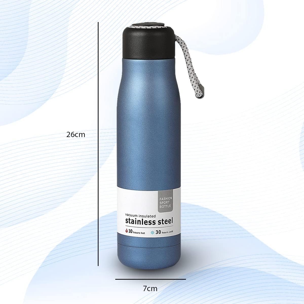 Water Bottle 500ml Stainless Steel Vacuum Insulated Thermal Flask, Double-Wall Leak-Proof Wide-Mouth BPA-Free for Hot Cold Drinks Gym Travel, Blue - image 5