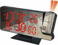 Digital Alarm Clock with LED Mirror Projection, Large Time, Temperature and Date Display, 3-Level Brightness, Snooze, USB Powered Bedside Desk Clock for Bedroom and Office, Red - image 1