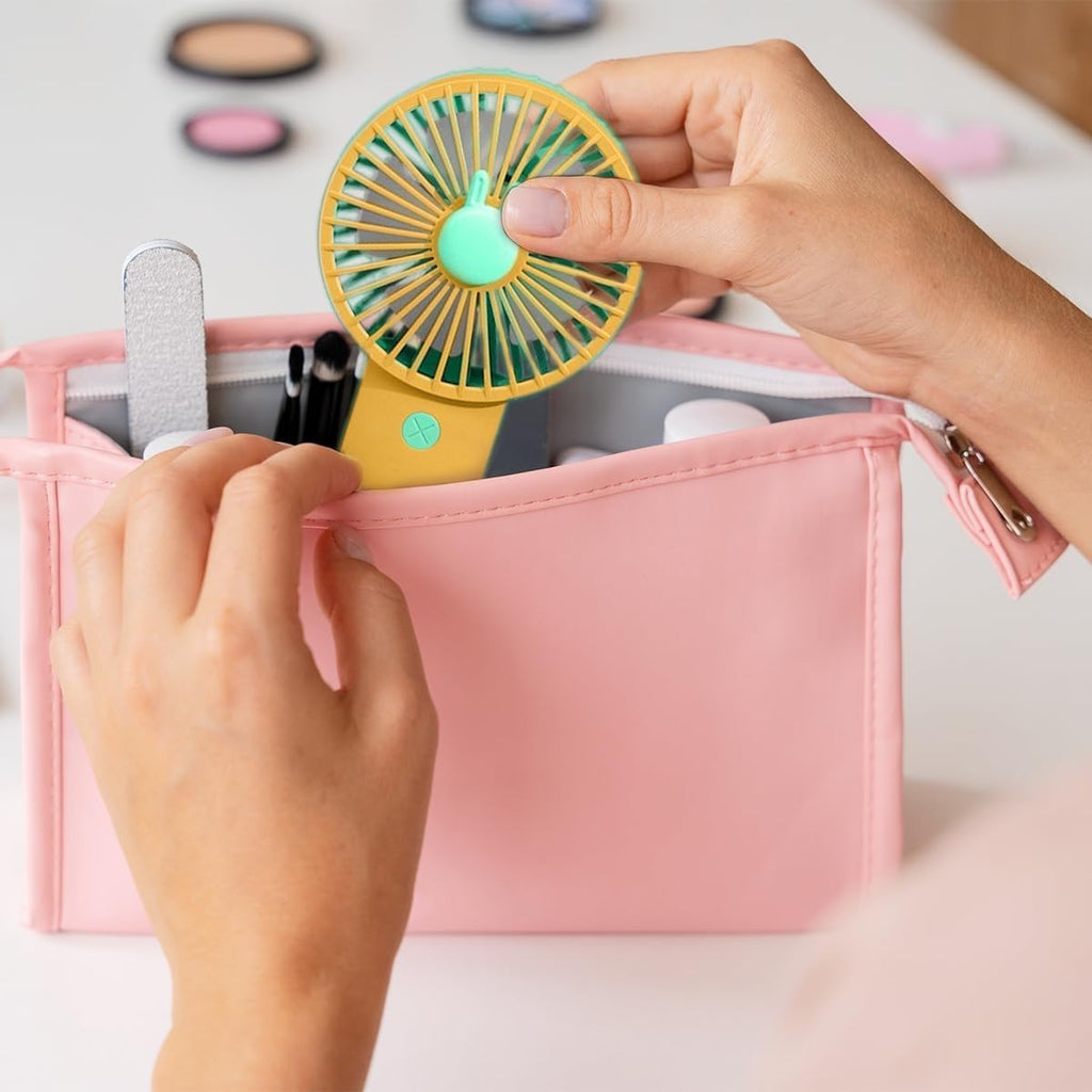 Hand Fan, Mini Portable Desktop and Handheld Fan with Phone Stand, LED Light and 2 Speed Settings for Home, Office, Travel and Outdoor Use, SQ-2200 (Yellow) - image 7