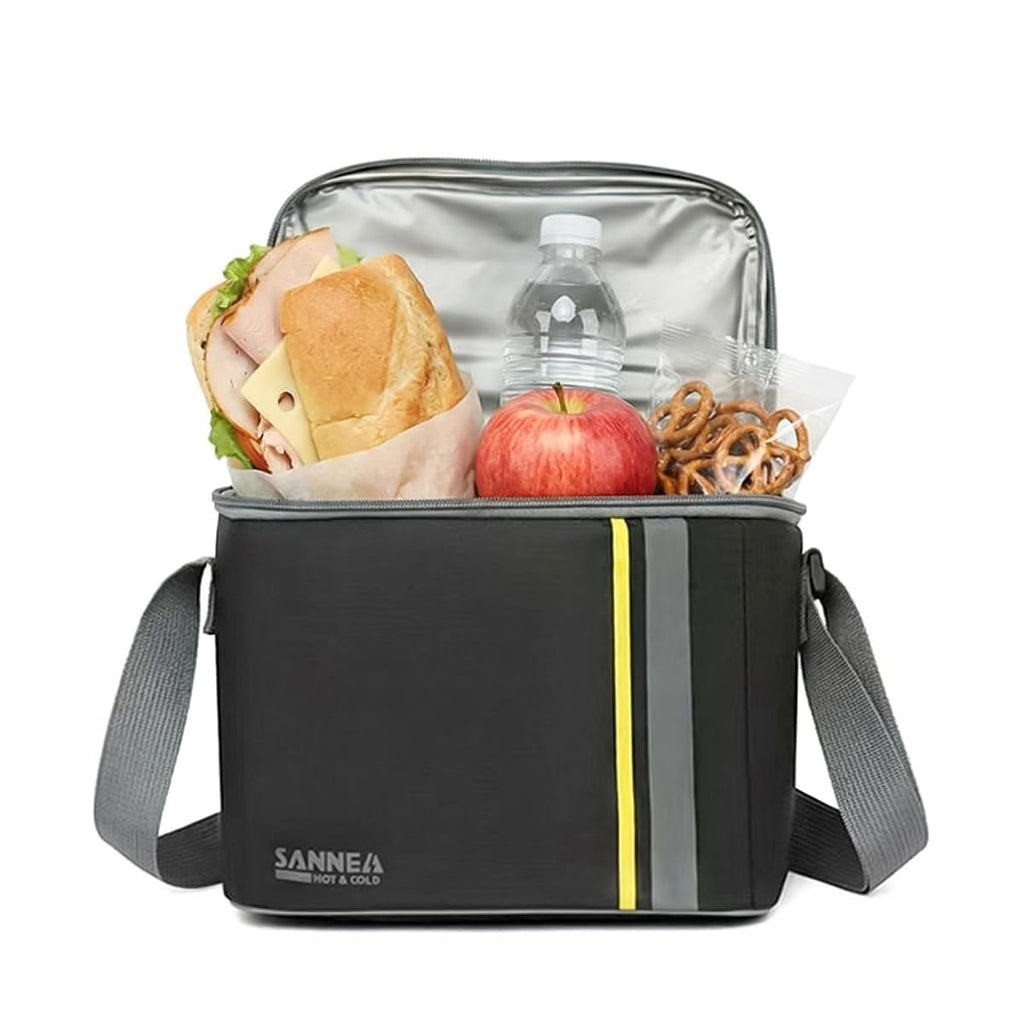 Lunch Bag, 6L Insulated Lunch Box by hanso, Thermal Food Cooler Tote, Waterproof Leakproof Storage Bag for Hot and Cold Meals, Work, School, Picnic, Travel, BB-568 (Black & Yellow) - image 1