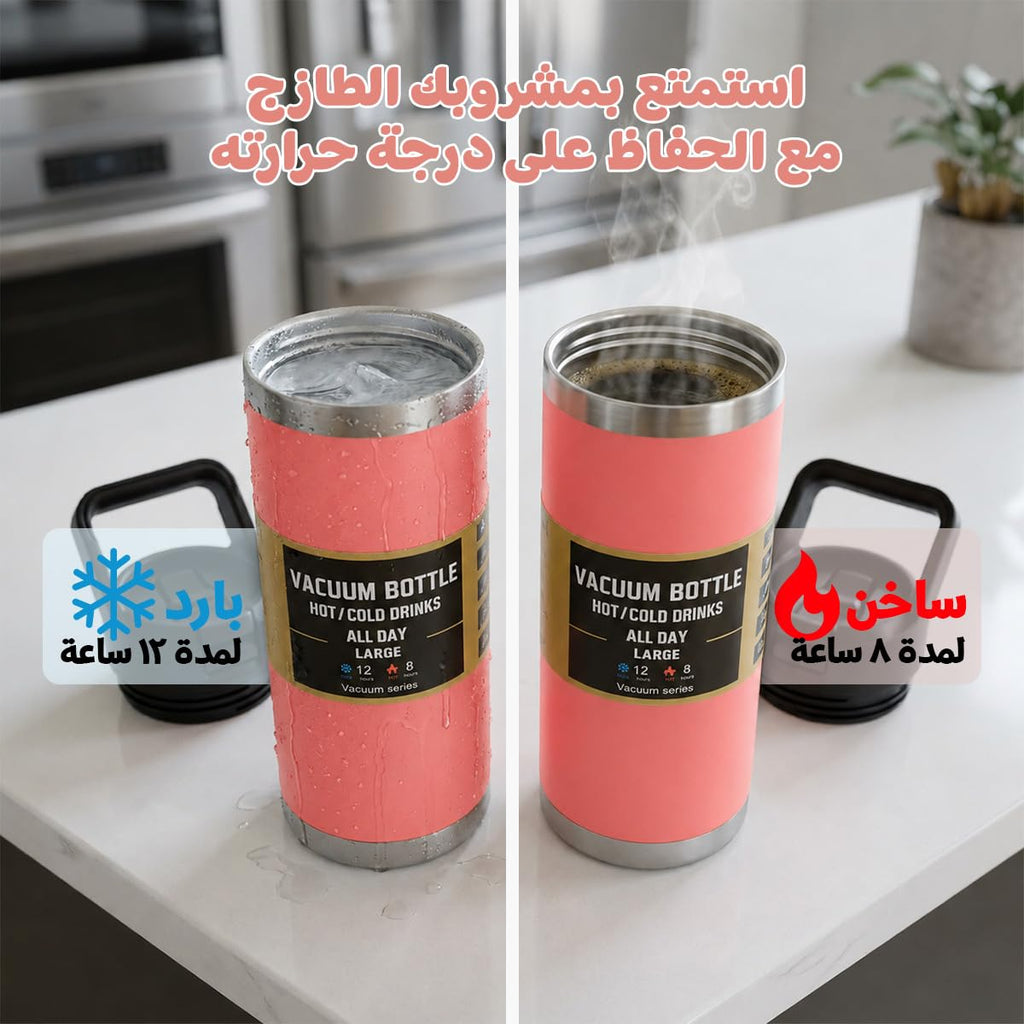 Water Bottle - Vacuum Insulated Stainless Steel Double Wall Thermal Flask with Straw Lid and Carry Handle Leakproof BPA Free for Travel Gym Camping and Office 540ml, F-1550 (Orange) - image 5