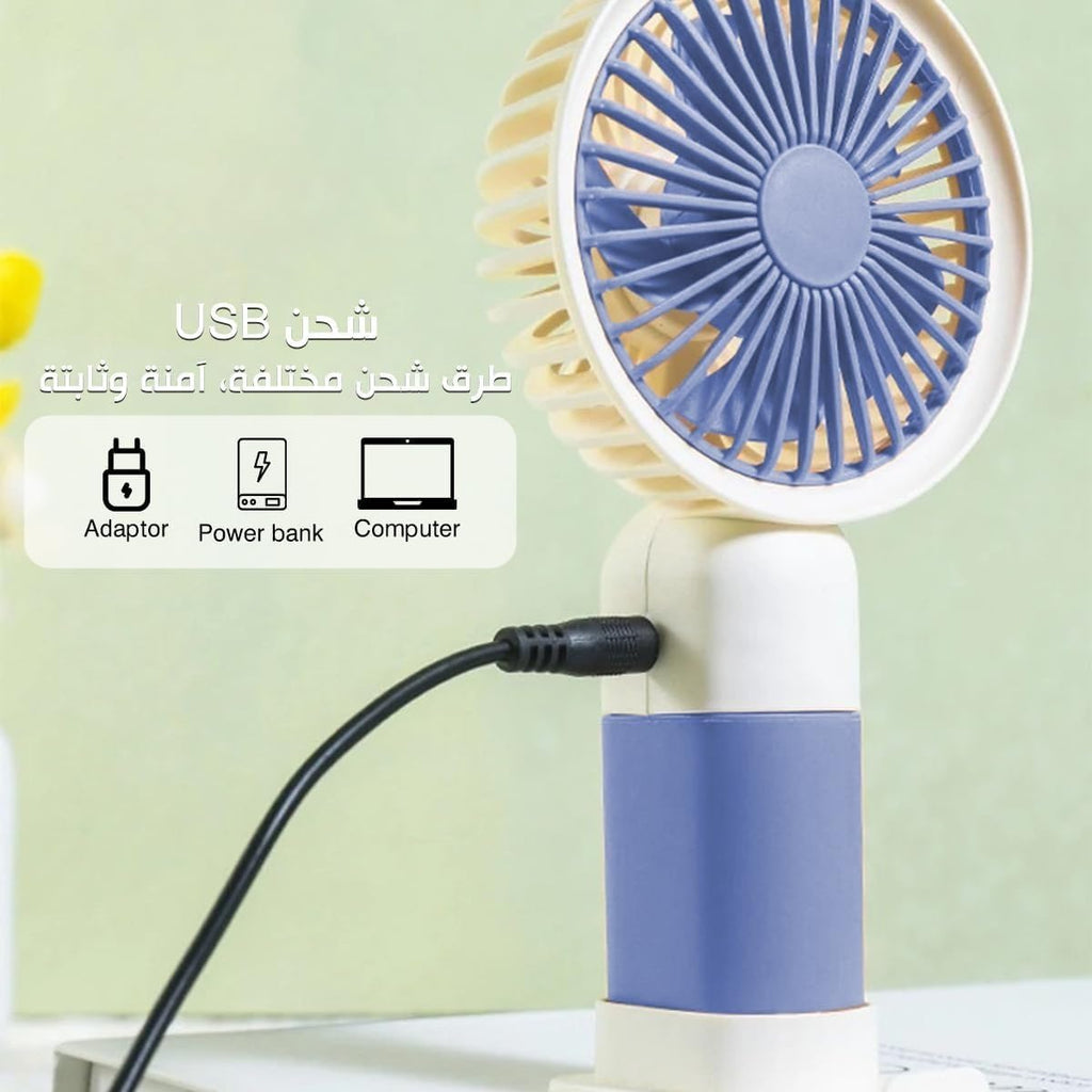 Mini Hand Fan USB Portable Desktop and Handheld 1.5W Single Speed with Stand, Lightweight Quiet Cooling for Home Office Travel (Blue) - image 5