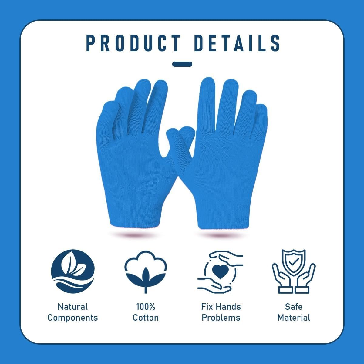 Moisturizing Gel Gloves for Dry Hands, Spa Hand Care with Jojoba Oil, Olive Oil, Vitamin E and Plant Essential Oils, 20-Minute Softening Treatment, Blue - image 2