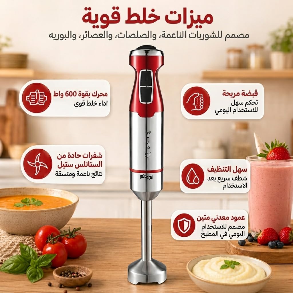 Hand Blender 600W, Variable Speed Immersion Blender with Turbo, Full Copper Motor, 4 Stainless Steel Blades and Detachable Shaft for Soups, Sauces, Smoothies and Baby Food, KM1117 - image 2