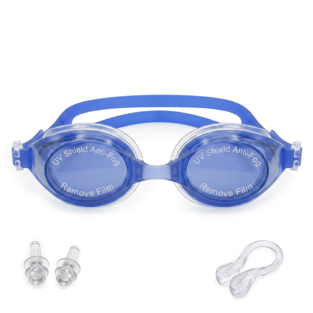 Swimming Goggles with Hypoallergenic Silicone, Shatter-Resistant Lenses and Adjustable Strap for Pool, Beach, Training and Recreational Swimming, SB-380, Blue - image 1