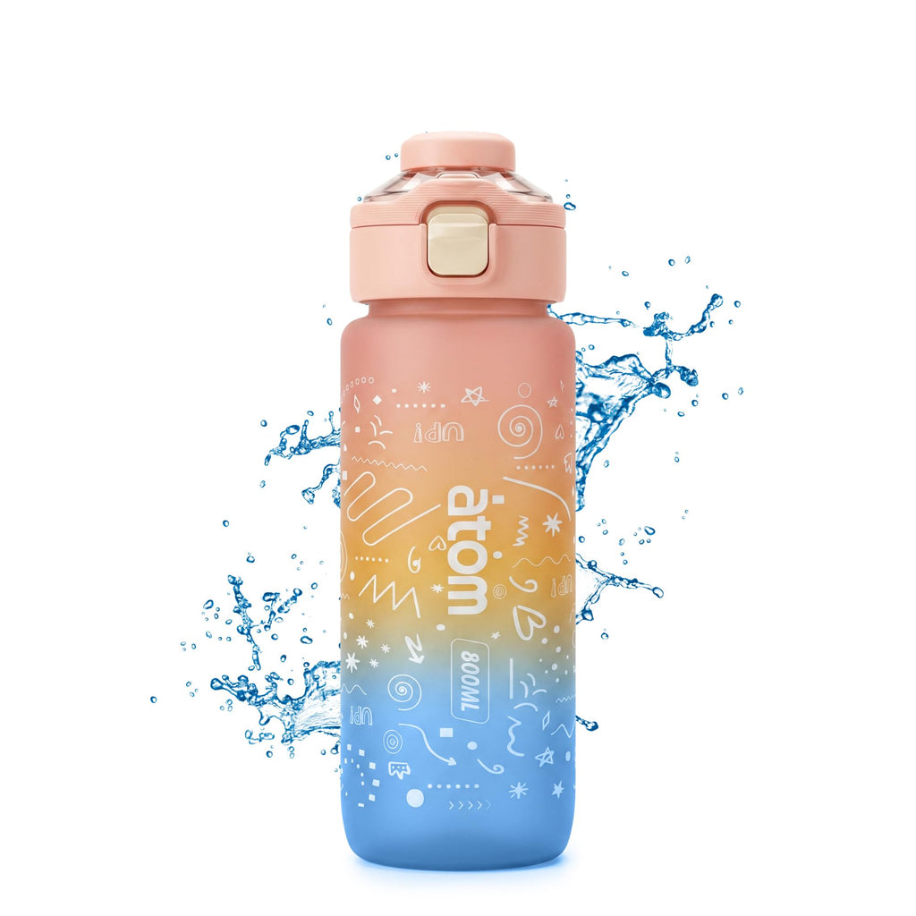 Water Bottle 800ml with Carry Handle, BPA-Free Leak-Resistant Plastic Sports Bottle for Gym, Fitness, School, Work, Travel and Daily Use, FL-1266, Pink - image 1