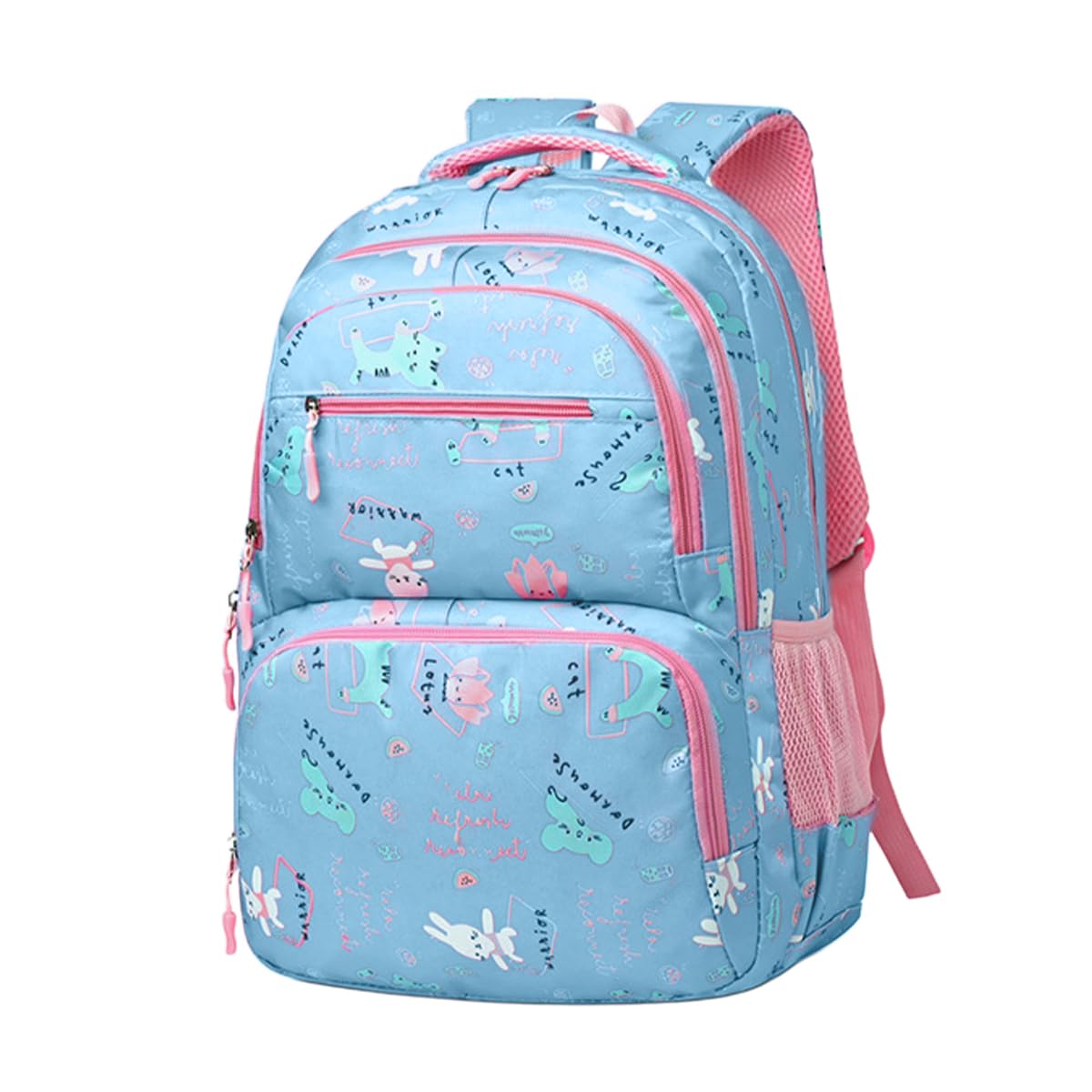 School Bag - Lightweight School Backpack for Kids & Girls, Multi Pocket, Large Capacity, Wear Resistant Breathable Nylon, Padded Straps, Side Bottle Pockets (Blue) - image 1