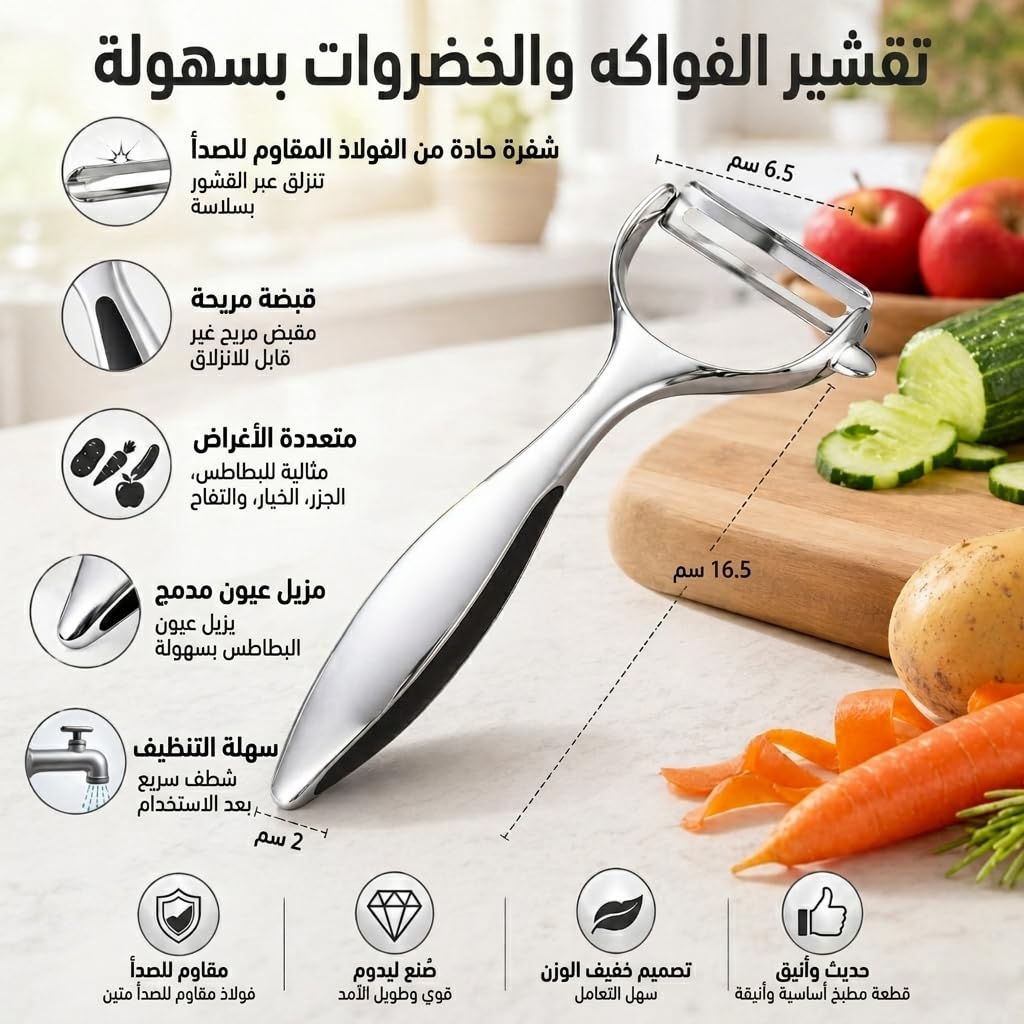 Potato Peeler, Stainless Steel Vegetable and Fruit Peeler with Sharp Blade and Non-Slip Handle for Potatoes, Carrots, Cucumbers and Kitchen Food Preparation, XE-444 - image 2