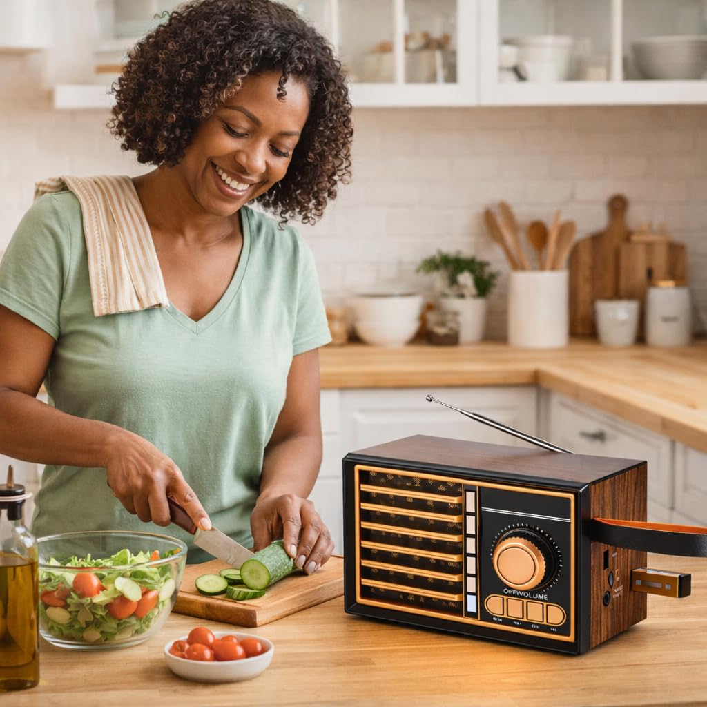 Bluetooth Speaker with FM Radio, Portable Wireless Speaker with RGB Light, Hands-Free Calling, AUX Input, TF Card Support and High-Sensitivity Antenna (Wooden) - image 5