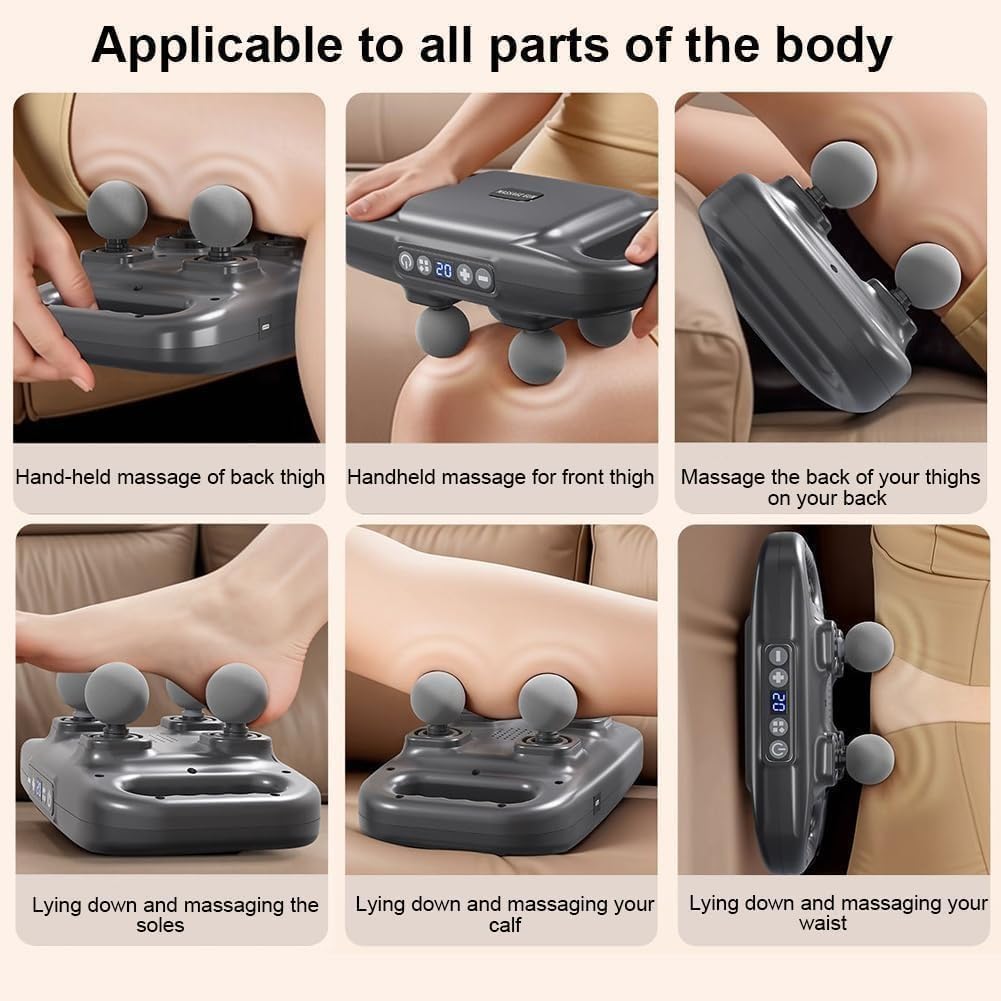 Massage Gun Deep Tissue Muscle Massager, 20 Levels, 6 Modes, 4 Heads, 12W Motor, LCD Display and 120-Minute Runtime for Back, Neck, Shoulders, Legs and Fitness Recover, JBY-328 (Black) - image 4