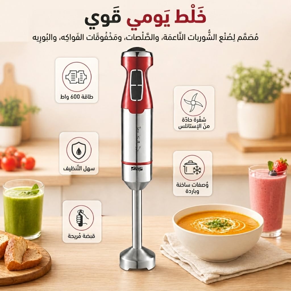 Hand Blender 600W, Variable Speed Immersion Blender with Turbo, Full Copper Motor, 4 Stainless Steel Blades and Detachable Shaft for Soups, Sauces, Smoothies and Baby Food, KM1117 - image 3