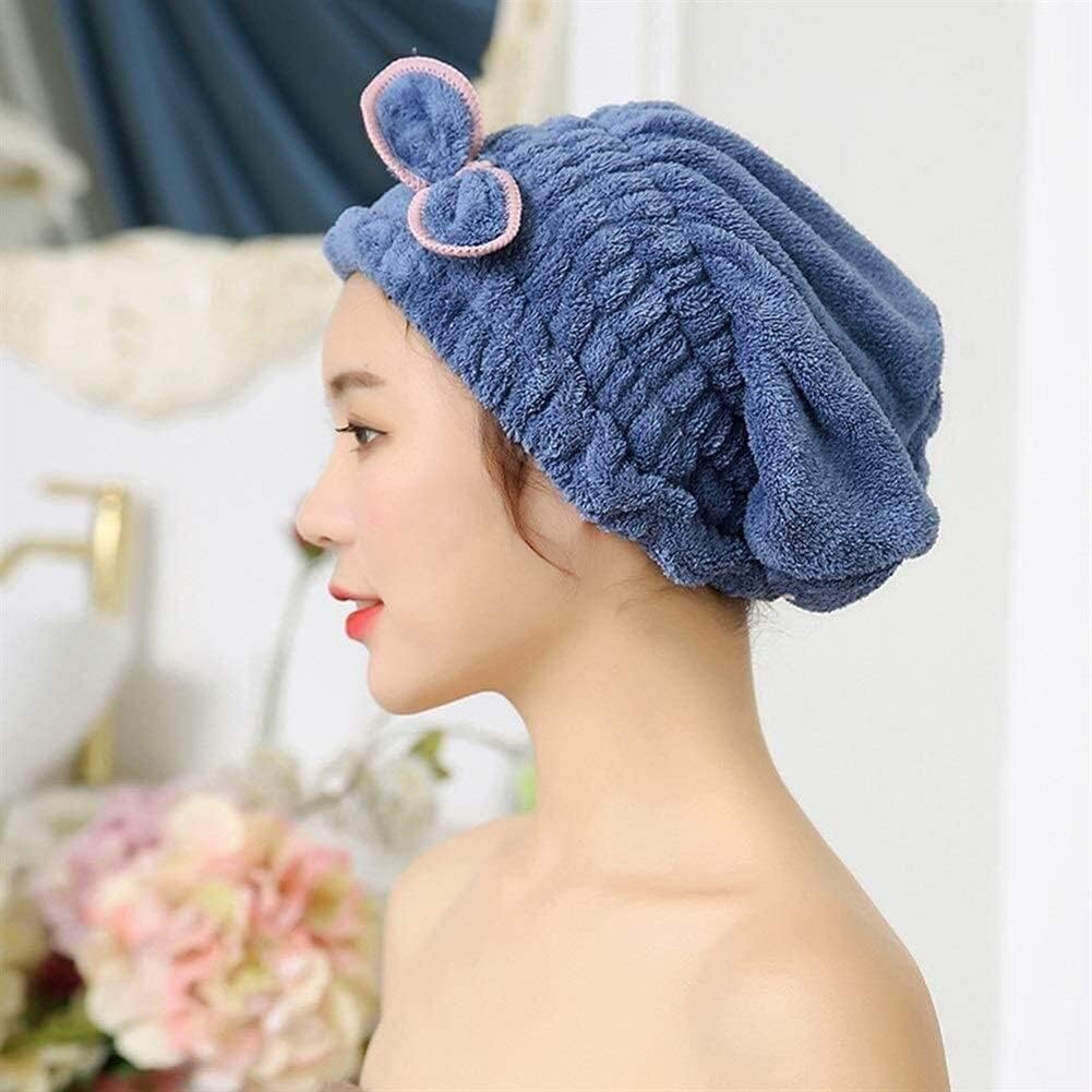 Microfiber Hair Towel Wrap 2 Pack, Quick-Dry Absorbent Turban Caps for Wet, Curly and Long Hair, Lightweight Striped Head Towels, Multicolour - image 2