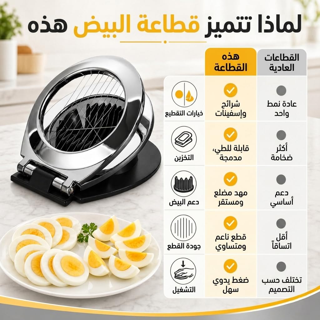 Egg Slicer 2 in 1, Stainless Steel Wire Egg Cutter with Dual Slicing Styles, Heavy Duty Kitchen Tool for Hard Boiled Eggs, Mushrooms, Soft Vegetables and Fruits (Black and Silver) - image 4