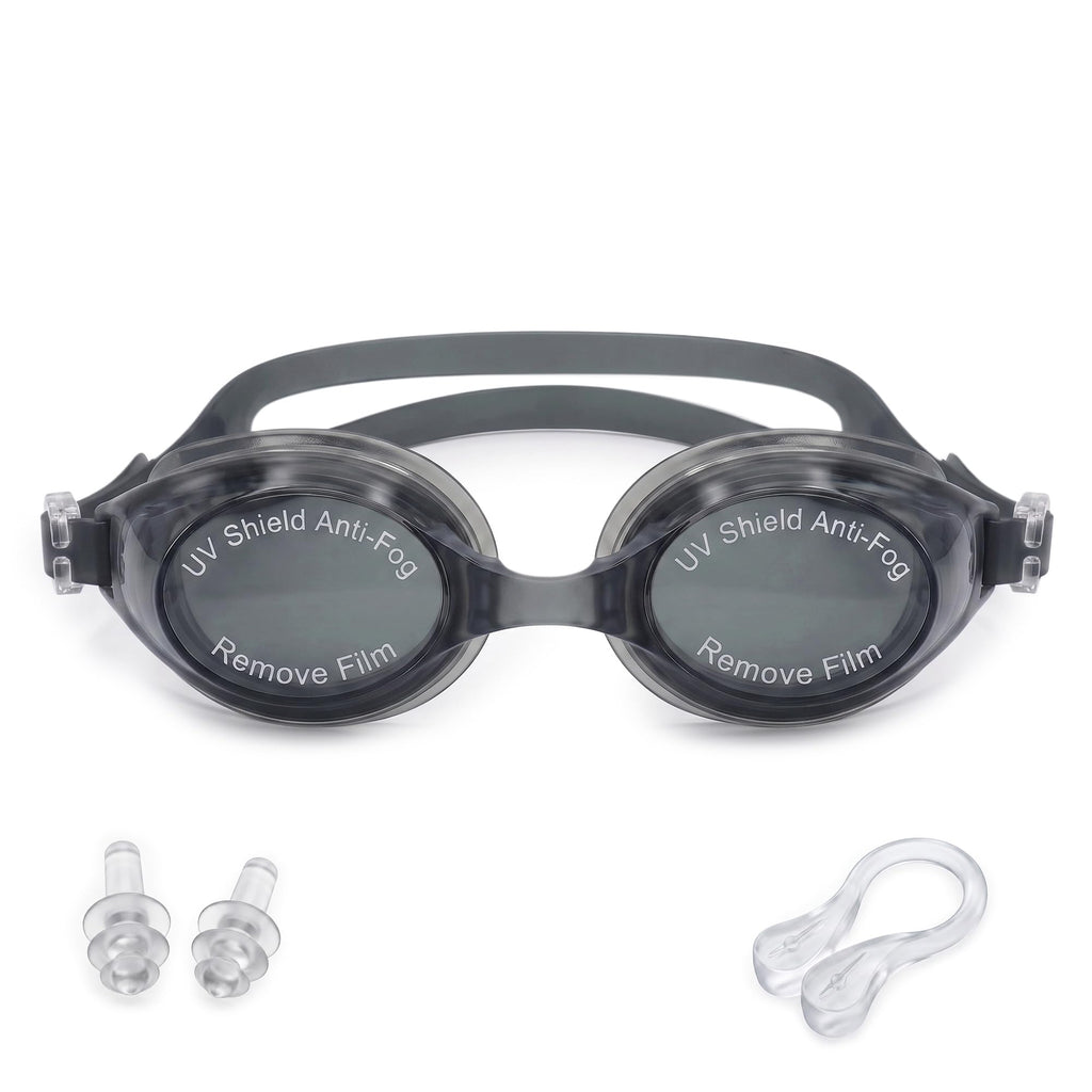 Swimming Goggles with Hypoallergenic Silicone, Shatter-Resistant Lenses and Adjustable Strap, One-Size Swim Glasses for Pool, Beach, Training and Recreational Swimming, SB-380, Black - image 1