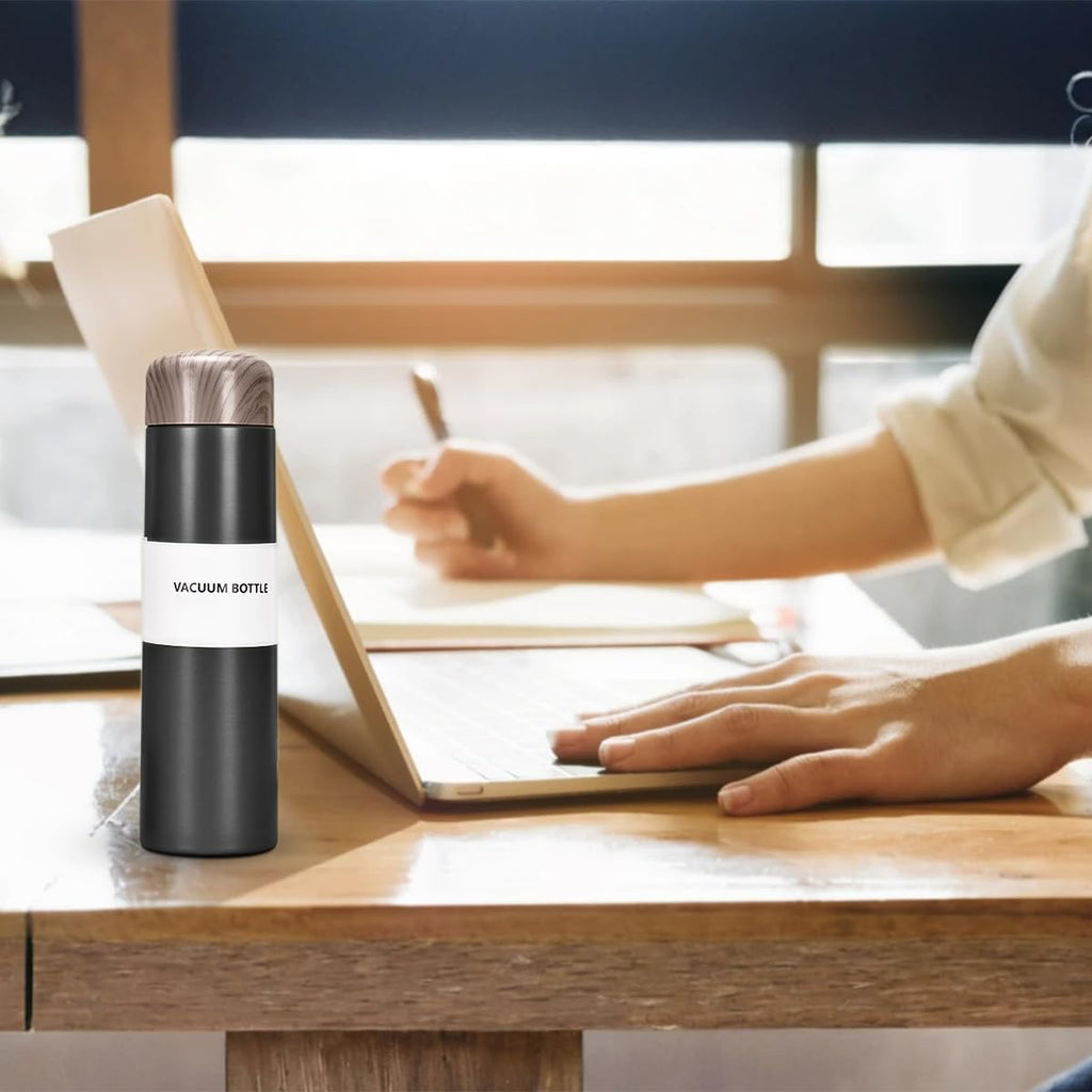 Water Bottle 250 ml Vacuum Insulated Stainless Steel Mini Flask, Slim Leakproof Reusable Travel Cup for Hot and Cold Drinks, Coffee, Tea, Office, School and Handbag (Black) - image 7