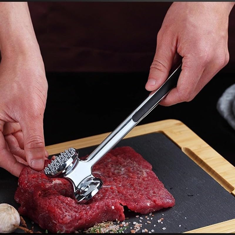 Meat Tenderizer Hammer, Stainless Steel Double-Sided Meat Mallet with Textured and Flat Heads for Steak, Chicken, Schnitzel, Cutlets and Nuts, Silver - image 8
