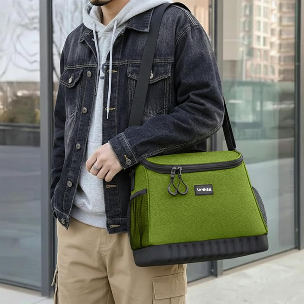 Insulated Lunch Bag 15L, Large Thermal Cooler Tote with Leak-Resistant Lining, Water-Resistant Exterior and Adjustable Shoulder Strap for Work, School, Picnic and Travel, BB-518 (Green) - image 6