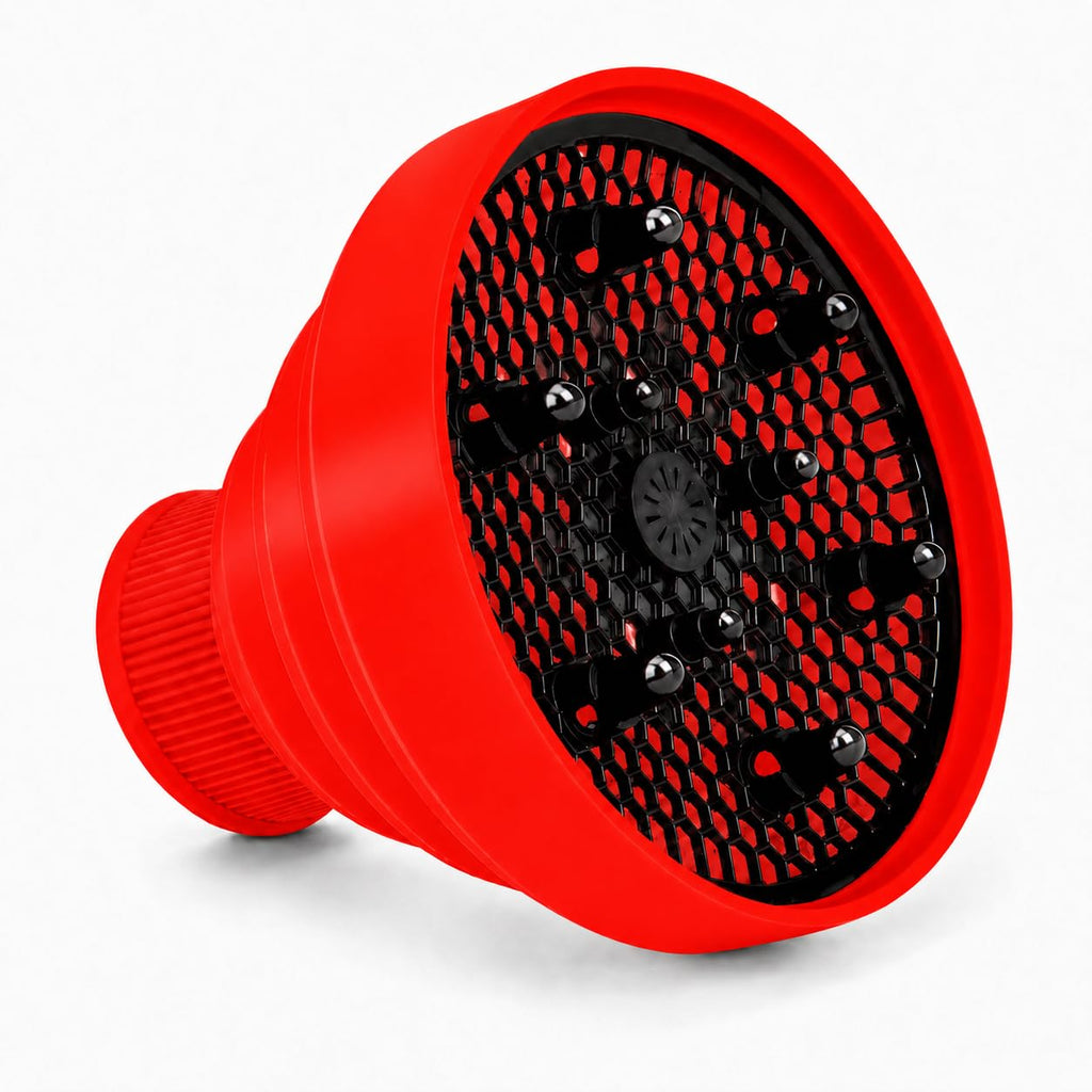 Hair Diffuser for Curly Hair, Universal Foldable Silicone Blow Dryer Attachment, Flexible Fit for Most Round Nozzles, Compact Styling Tool for Curly and Wavy Hair, Red - image 1