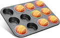 Muffin Pan 12 Cup, Non-Stick Reusable Round Cupcake Baking Tray for Muffins, Mini Cheesecakes, Brownies and Desserts, Home Kitchen Oven Mold (Black) - image 1