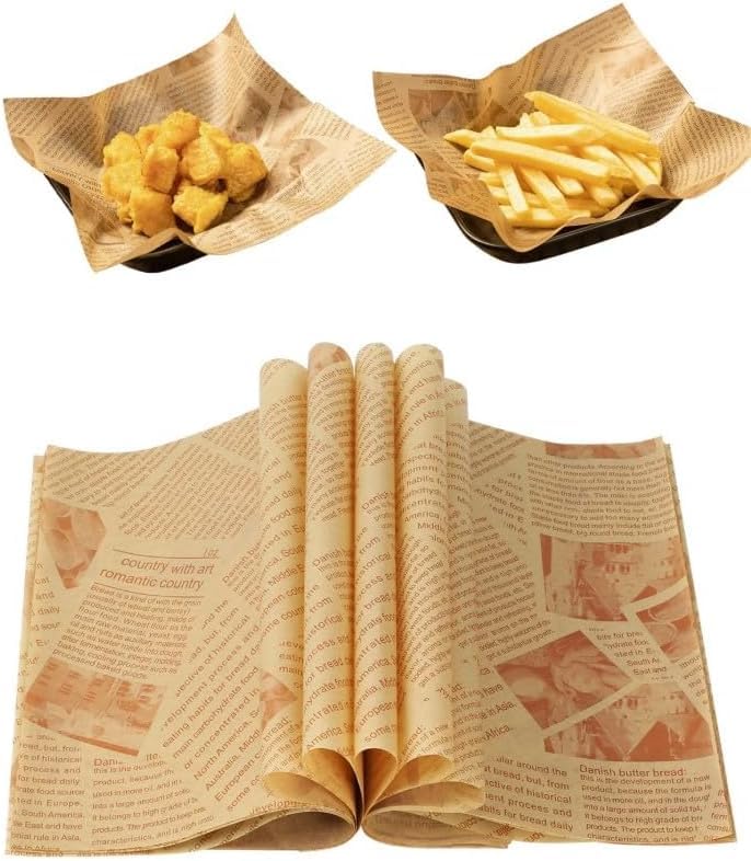 Baking Paper Roll 5m x 30cm, Non-Stick Greaseproof Parchment with Vintage Newspaper Print for Oven Baking, Roasting, Tray Lining and Food Wrapping, Brown - image 1