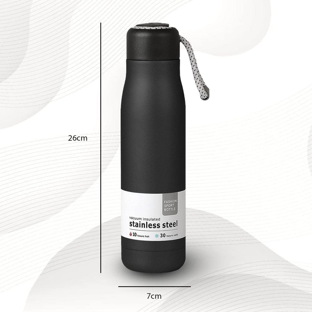 Water Bottle 500ml Stainless Steel Vacuum Insulated Thermal Flask, Double-Wall Leak-Proof Wide-Mouth BPA-Free for Hot Cold Drinks Gym Travel, Black - image 4