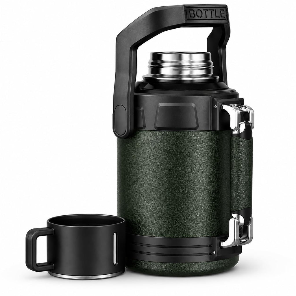 Water Bottle 3L, 316 Stainless Steel Vacuum Insulated Large Flask with Leakproof Lid, 24-Hour Cold Retention for Hot and Cold Drinks, Camping, Office and Home, F-1523, Army Green - image 1
