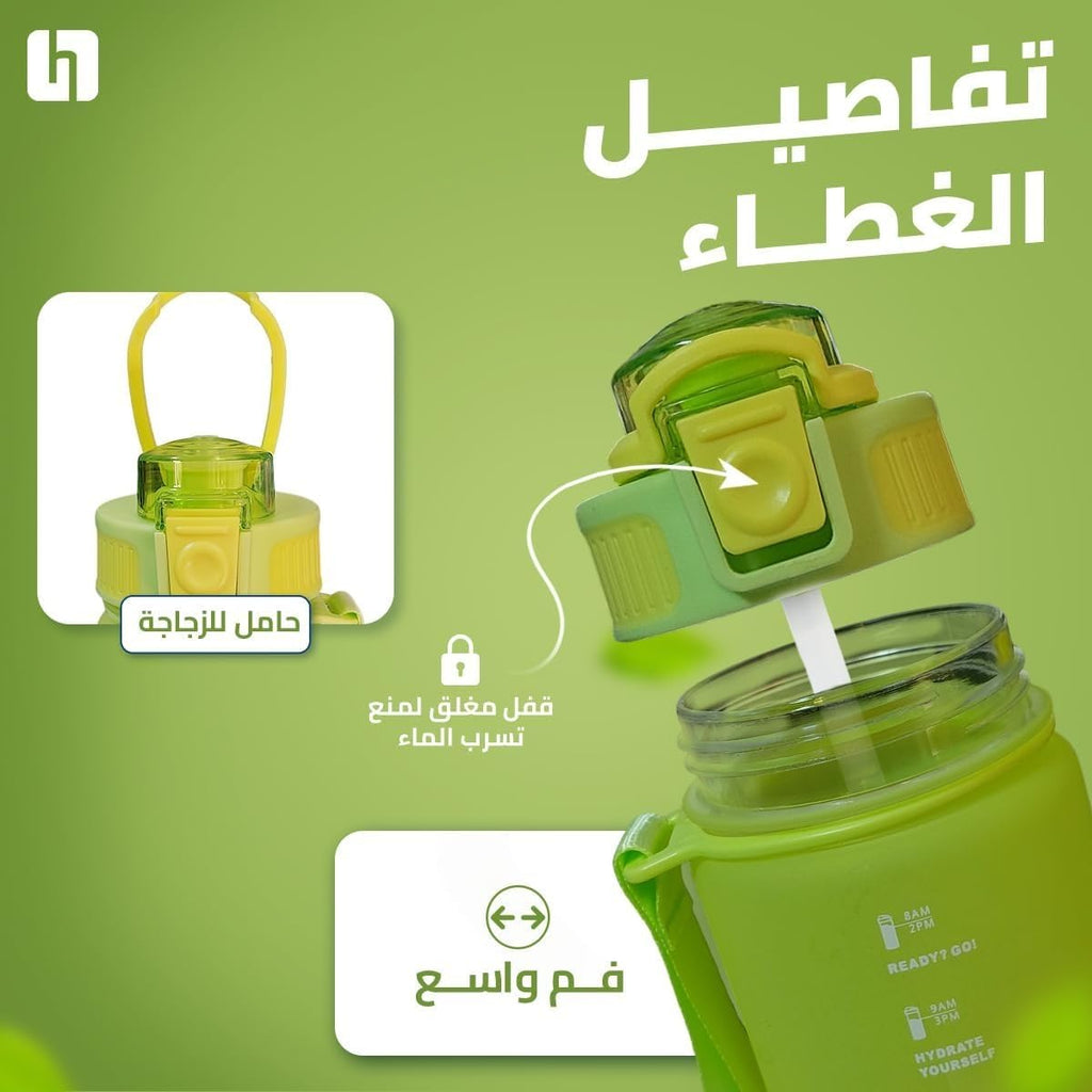 Water Bottle 550ml with Straw and Carry Handle, Leakproof BPA-Free Reusable Sports Bottle, Dishwasher Safe for Gym, School, Travel, Home and Office (Yellow) - image 3