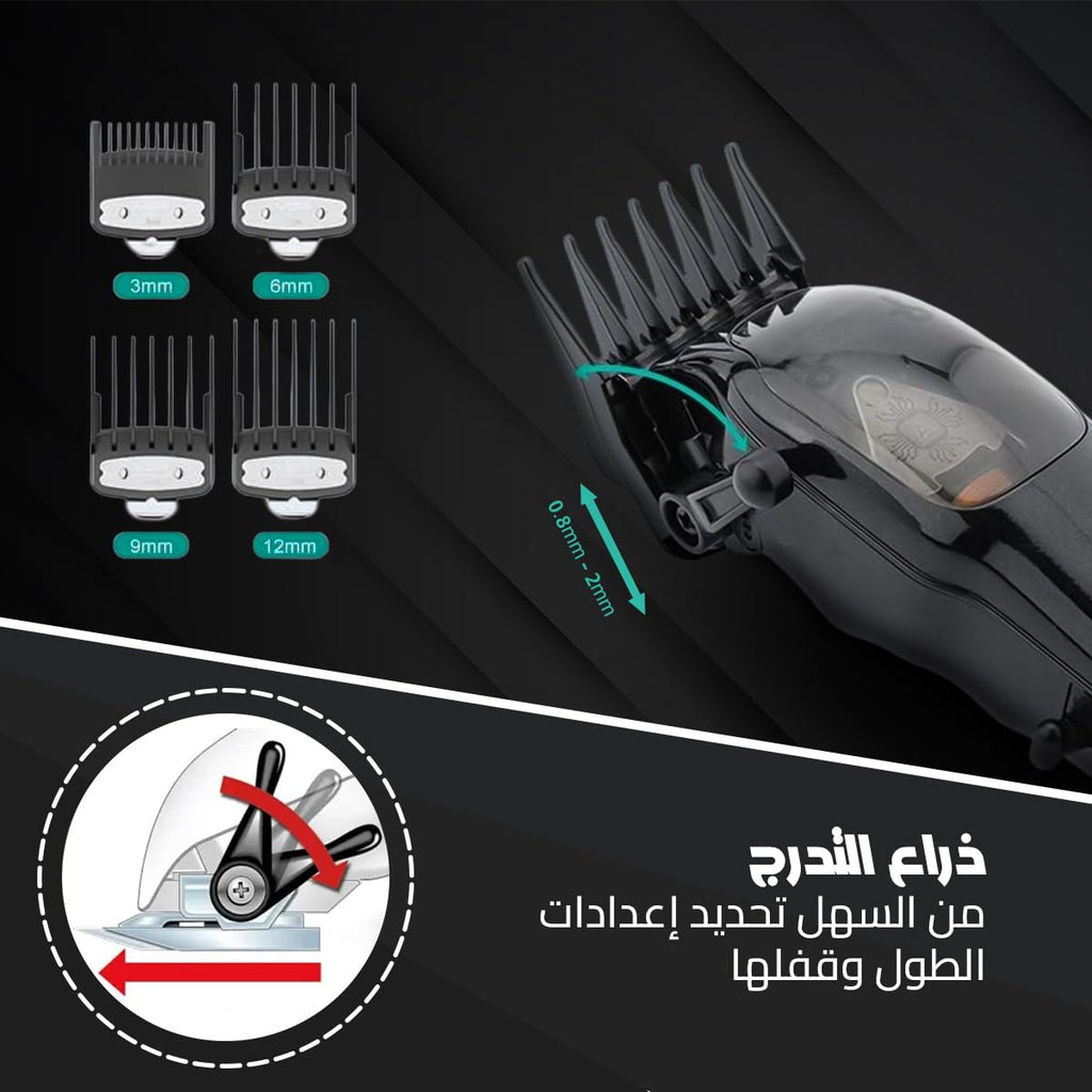Hair Clipper Beard Trimmer for Men VGR V-653, DLC Coated Blades Adjustable Taper Lever, 100-Min Runtime LED Indicator Stainless Steel (Black) - image 4