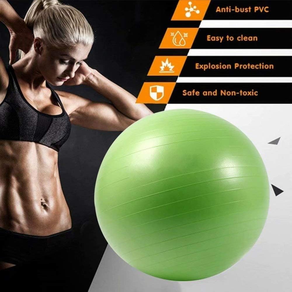 Exercise Ball with Pump, Yoga Pilates Stability Ball, Anti-Burst Non-Slip Balance Ball for Home Workout, Pregnancy & Birthing, Office Chair Core Training (Green, 75 CM) - image 2