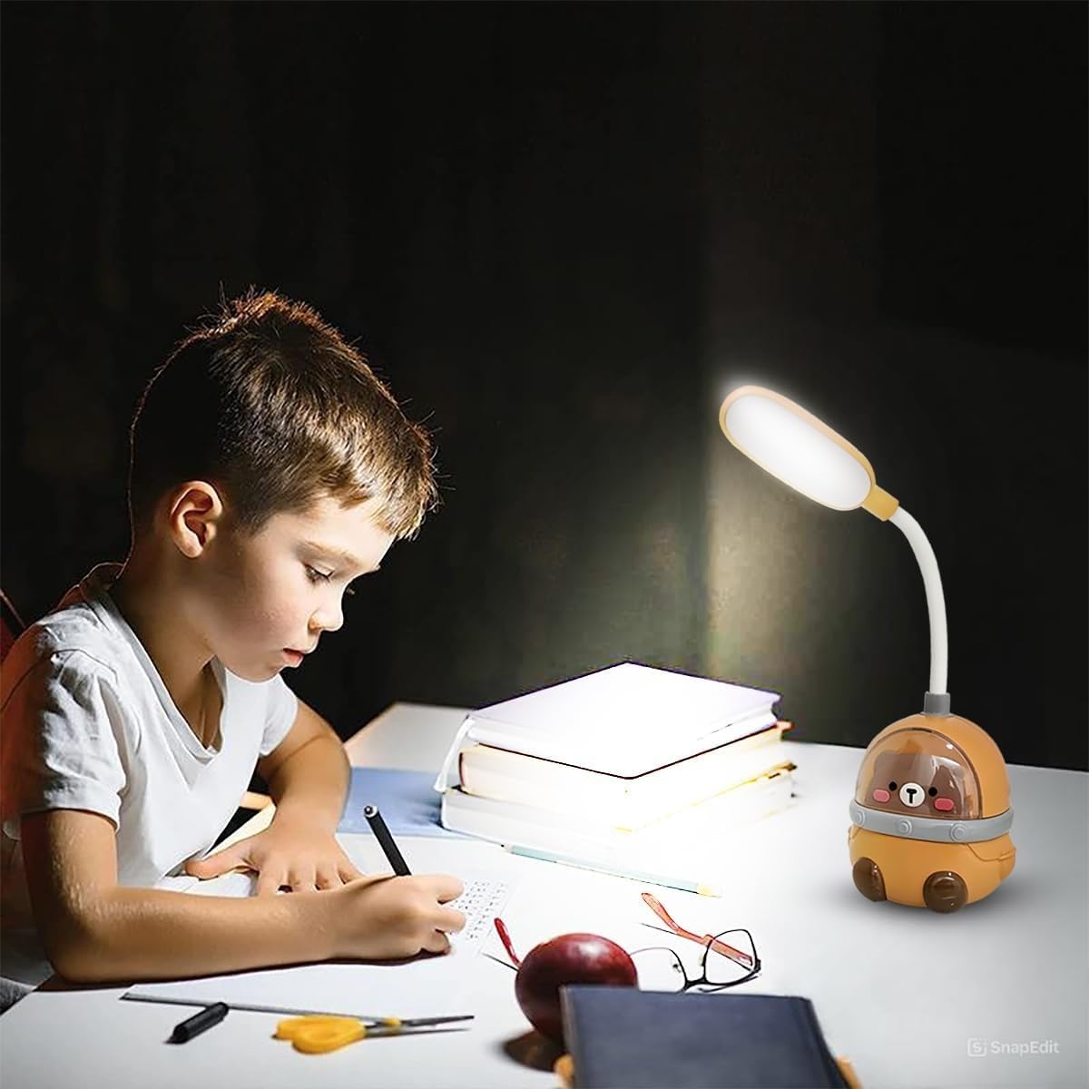 LED Desk Lamp, Foldable Cartoon Table Light with 2 Brightness Levels for Study, Reading, Bedroom, Office and Kids Desk, CS326 (Brown) - image 7