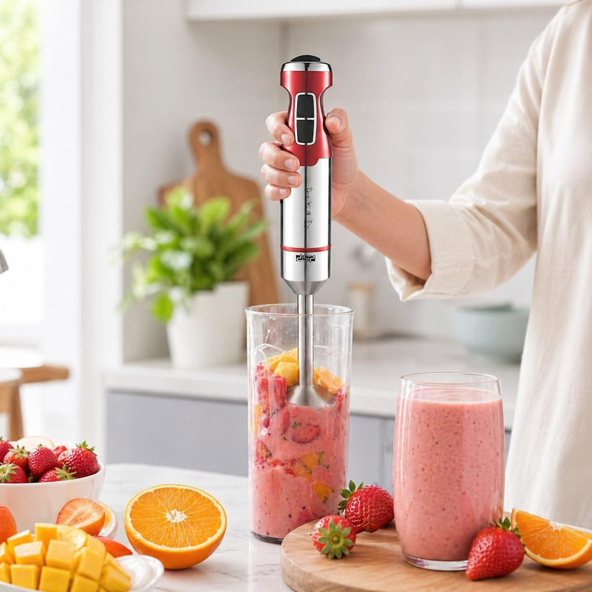 Hand Blender 600W with Variable Speed Control and Turbo, Full Copper Motor, 4 Stainless Steel Blades and Detachable Shaft for Soups, Smoothies and Sauces, KM1117 - image 7