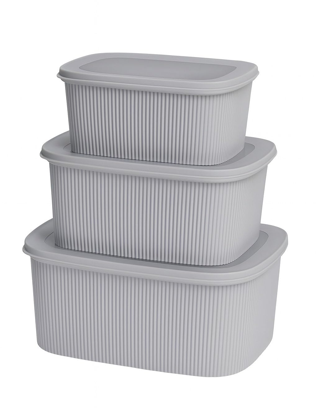 Food Storage Containers Set 3 Pcs Serving Bowls with Silicone Seal Lids, Leak-Proof Kitchen Storage Boxes for Fridge Freezer Meal Prep Mix Store (Grey) - image 1