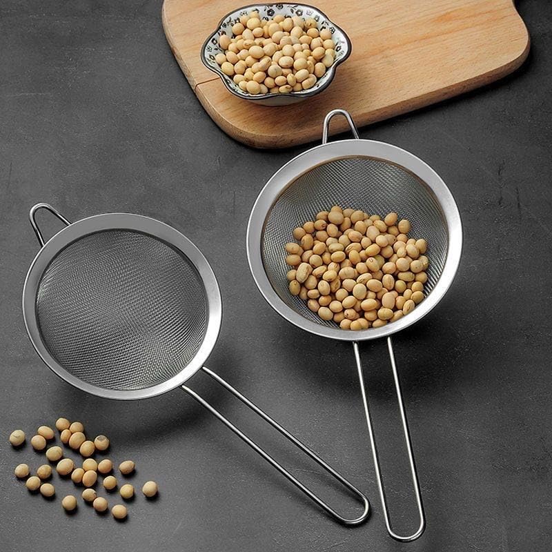 Fine Mesh Strainer Set 3 Piece, Stainless Steel Kitchen Sieves with Long Handles for Tea, Juice, Flour, Baking and Food Straining - image 7