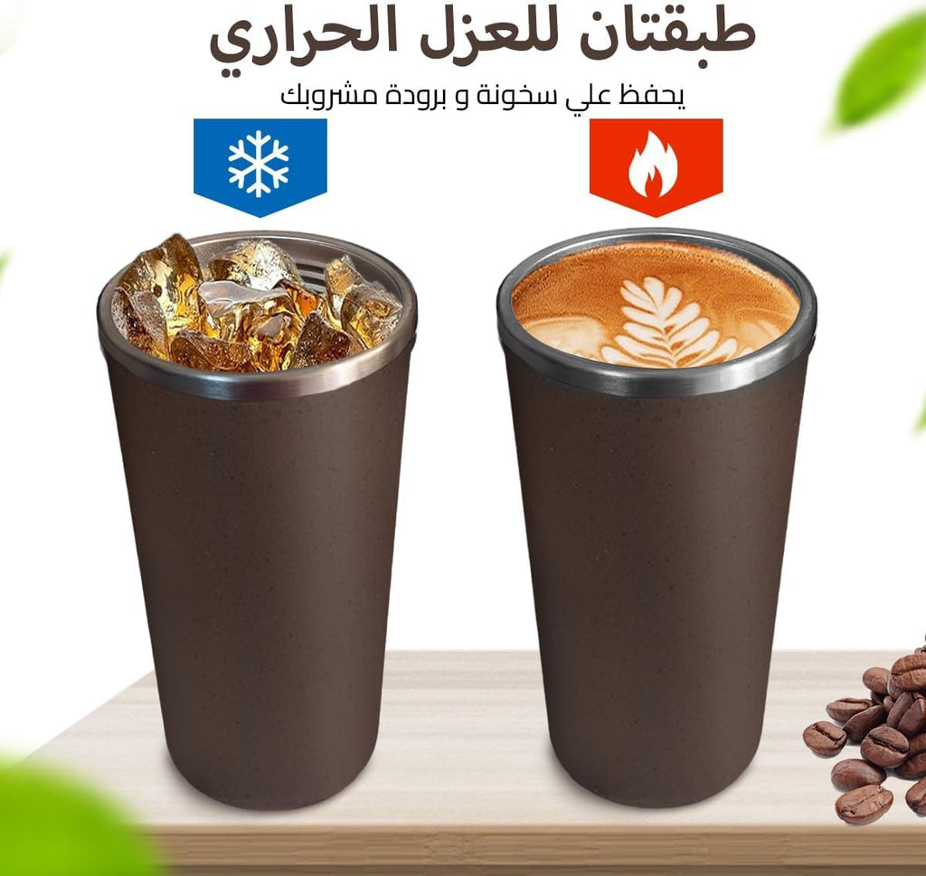 Hanso 1 Coffee Cup Stainless Steel Vacuum Mug Keeps Drinks Hot & Cold thermal coffee mug double wall BPA-Free Slip-Proof and Leak-Proof (Brown, 500 ML) - image 3