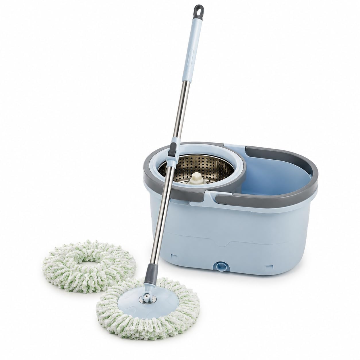 Spin Mop and Bucket Set, 360° Rotating Microfiber Floor Mop with Stainless Steel Handle, Non-Slip Grip for Ceramic, Marble, Tile and Home Cleaning - image 1