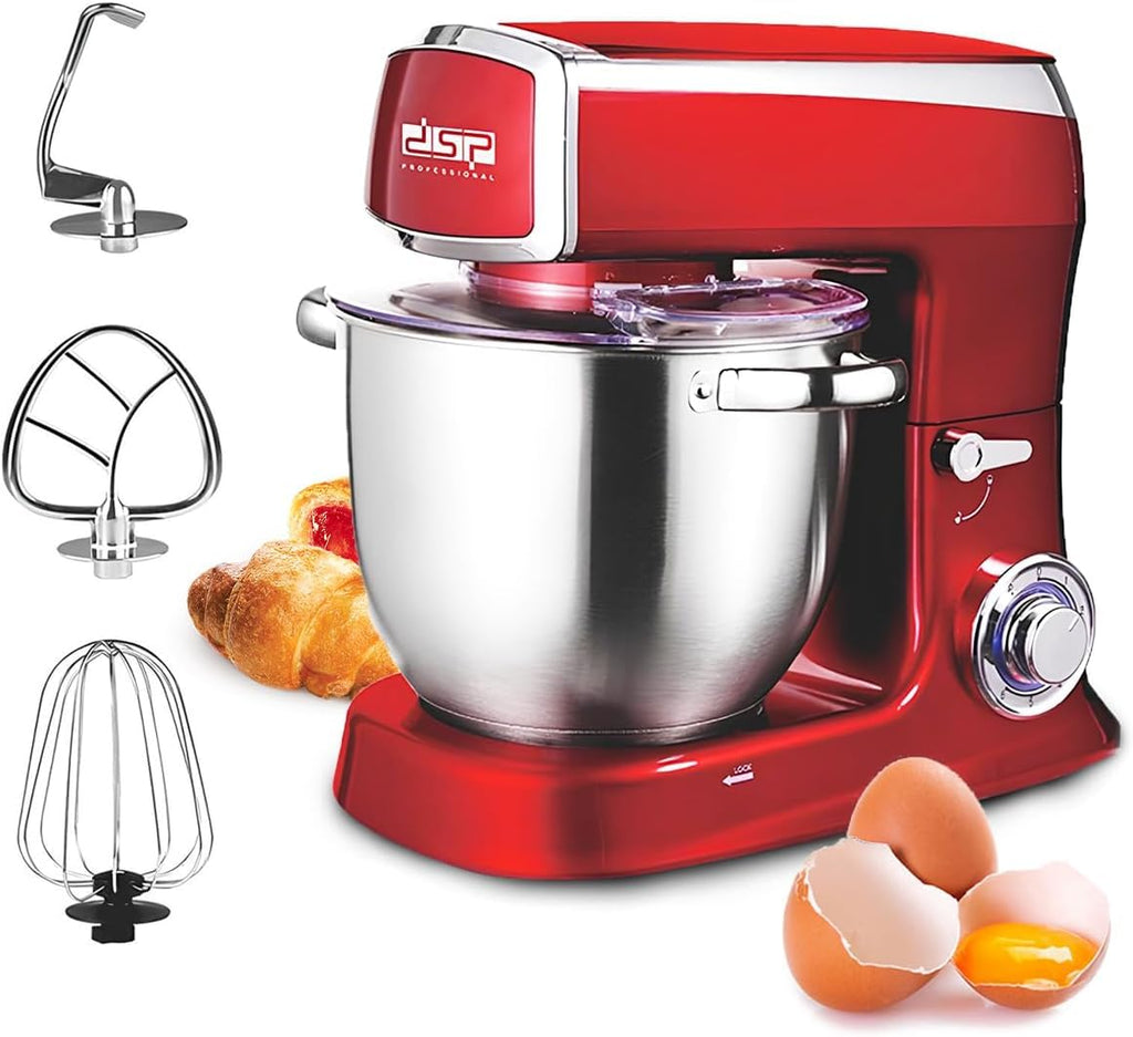 Stand Mixer 1500W with 8L Stainless Steel Bowl, 6 Speeds and Pulse, Metal Gear System, Dough Hook, Whisk, Beater, Scraper and Non-Slip Feet, Black, KM3051 - image 1