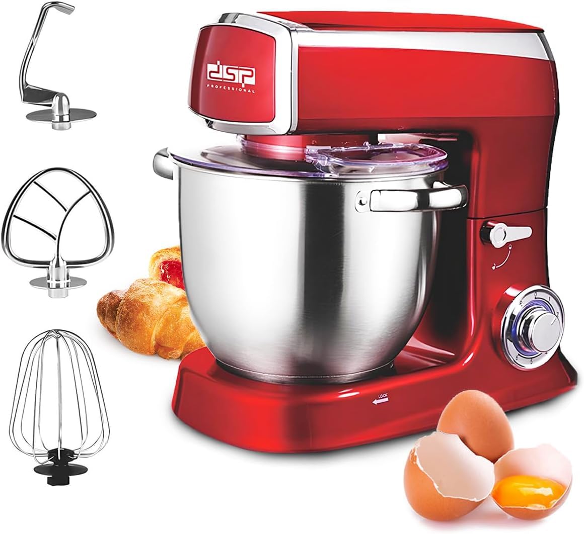 Stand Mixer 1500W with 8L Stainless Steel Bowl, 6 Speeds and Pulse, Metal Gear System, Dough Hook, Whisk, Beater, Scraper and Non-Slip Feet, Black, KM3051 - image 1