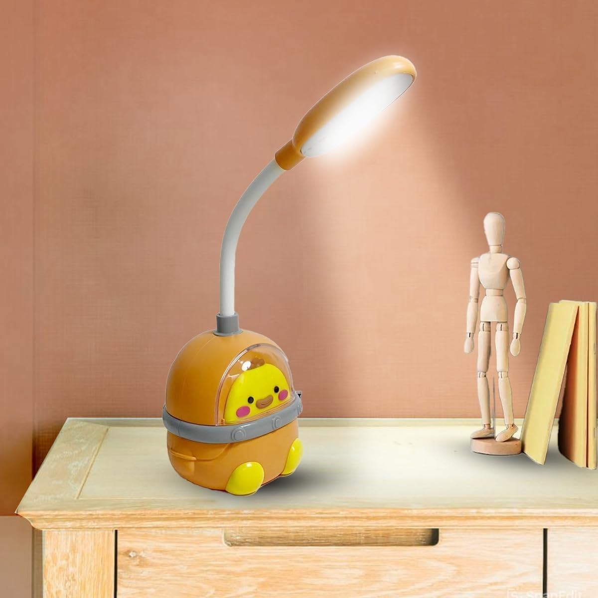 Desk Lamp LED for Study, Foldable Cartoon Table Light with 2 Brightness Levels, Adjustable Head and Power Switch for Reading, Bedroom, Home Office and Bedside, NO-CS326, Orange - image 6