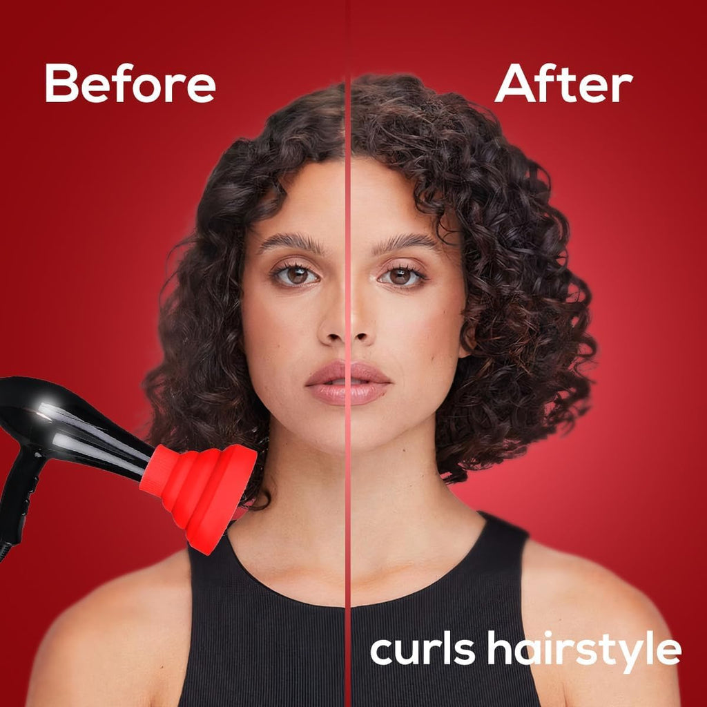 Hair Dryer Diffuser, Foldable Silicone Blow Dryer Attachment for Curly and Wavy Hair Styling, Compact Travel Design (Red) - image 5