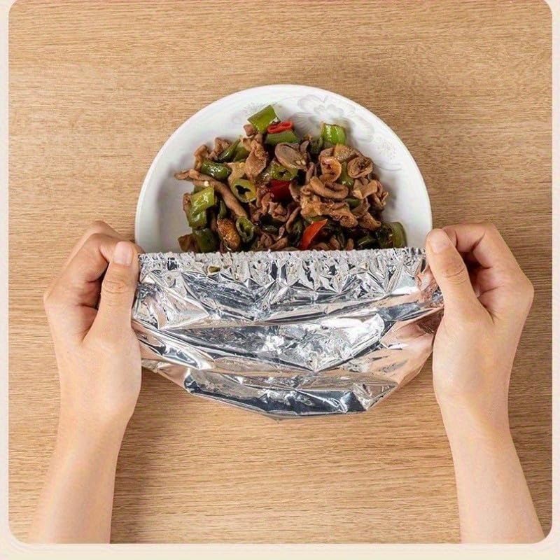 Aluminum Foil Food Covers 50 Pcs, Universal Bowl and Plate Lids for Fresh Keeping, Heat Retention, Leftovers and Kitchen Food Storage, Silver - image 8