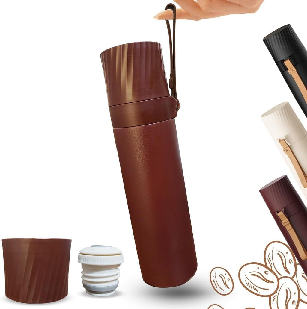 Water Bottle 500 ml, Vacuum Insulated Stainless Steel Thermal Flask with Double-Wall Leakproof BPA-Free Design for Hot and Cold Drinks, Travel, Office, Gym and Outdoor Use (Brown) - image 1