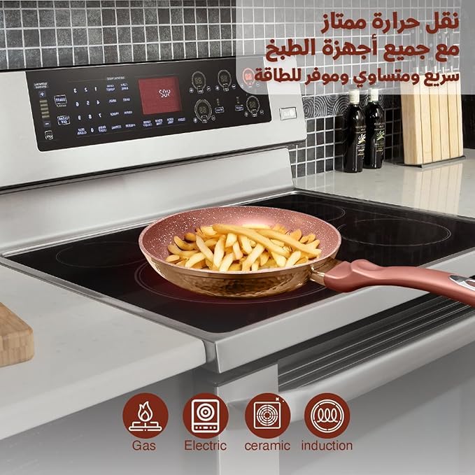 Granite Frying Pan Set Non-Stick 3 Piece 20cm 24cm 28cm, PFOA BPA Lead Cadmium Free, Induction and Gas Stove Compatible, Soft Touch Handle - image 6